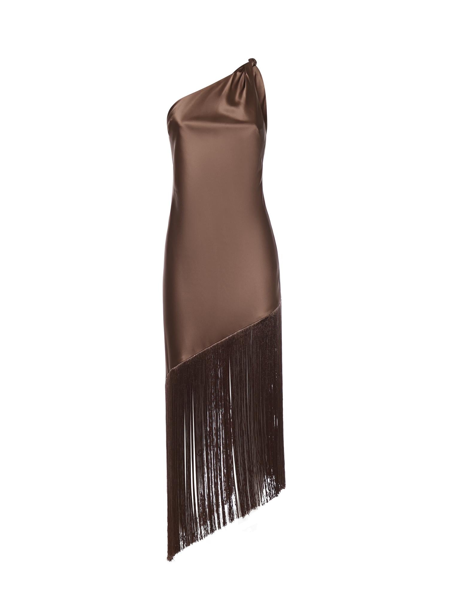 Abito in satin con frange 106352 A33DL50 PINKO 