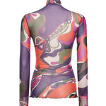 Top in tulle con stampa Orchidee 5UJM16 5U839017 PUCCI 