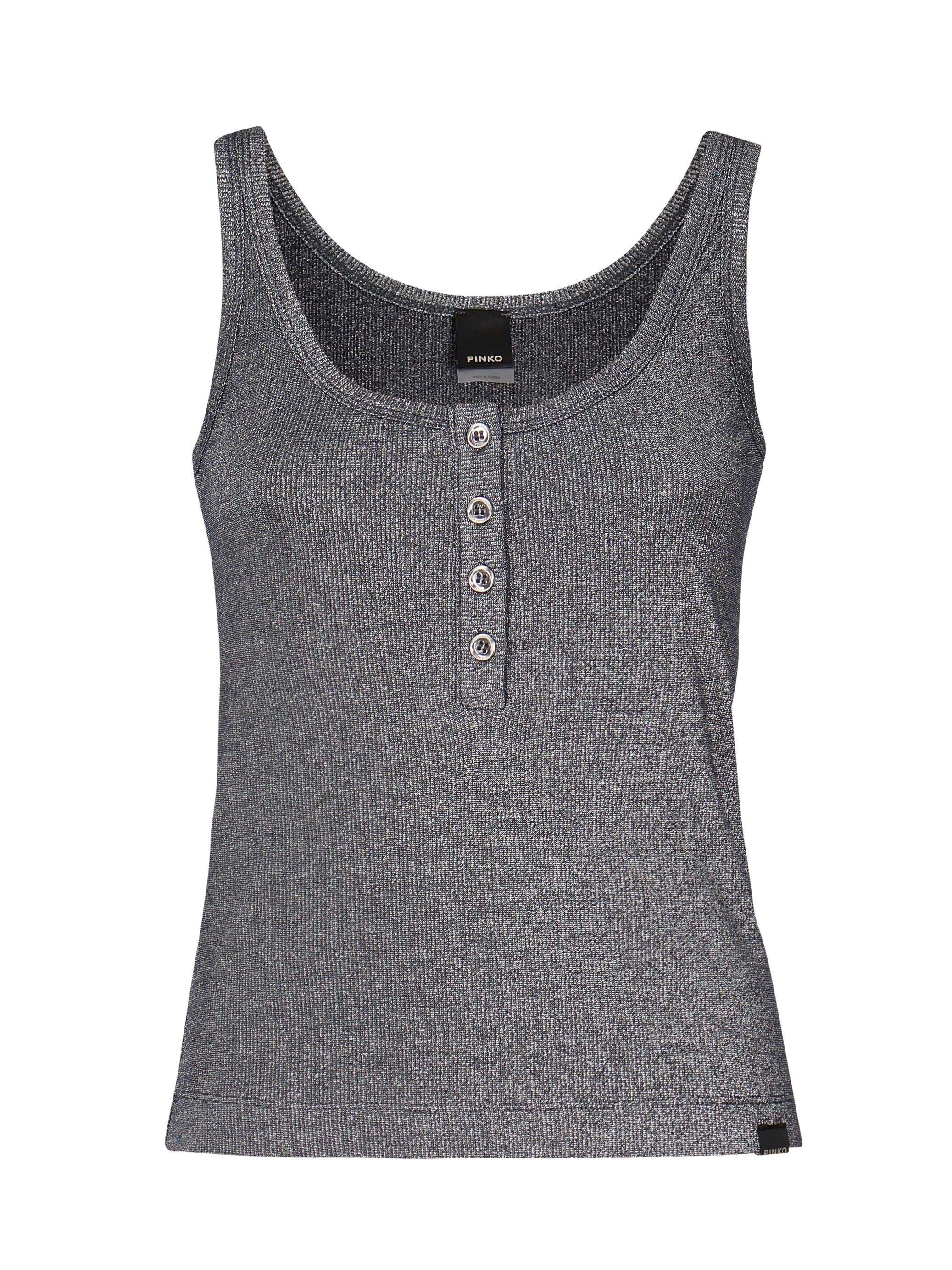 Top a canotta in maglia metallizzata con bottoni 104649 A2CQEI2 PINKO 