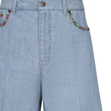 Shorts in denim con fondo stampa floreale 6V0DD04H ALM508 VALENTINO GARAVANI 