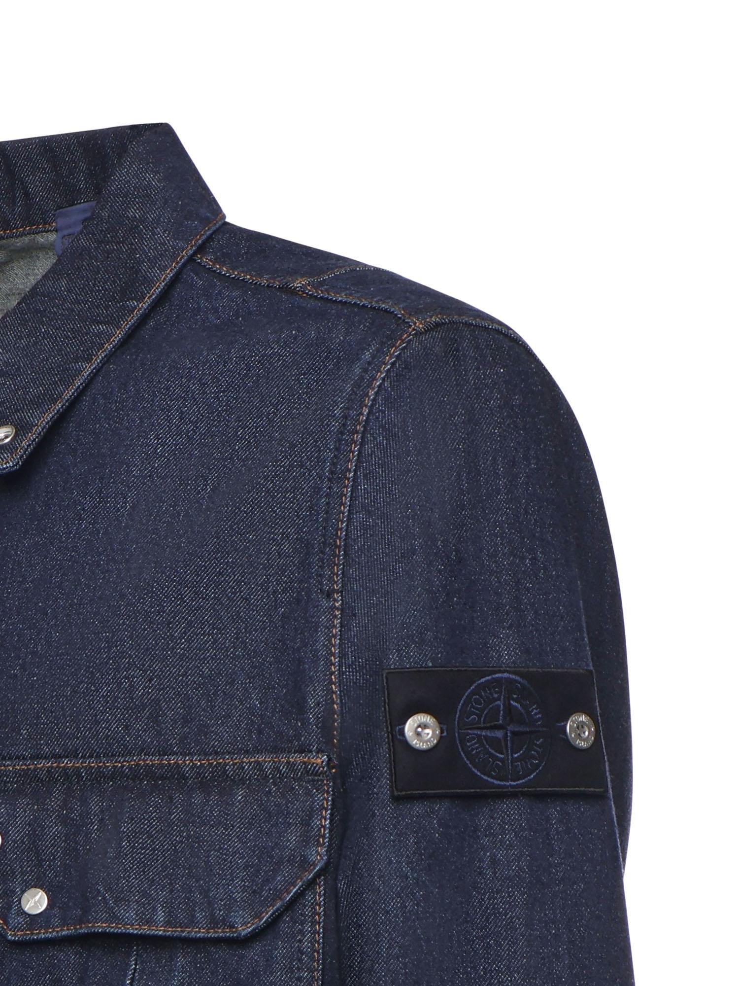 Overshirt in denim con logo L1S141200002 S00J7VJ201 STONE ISLAND 