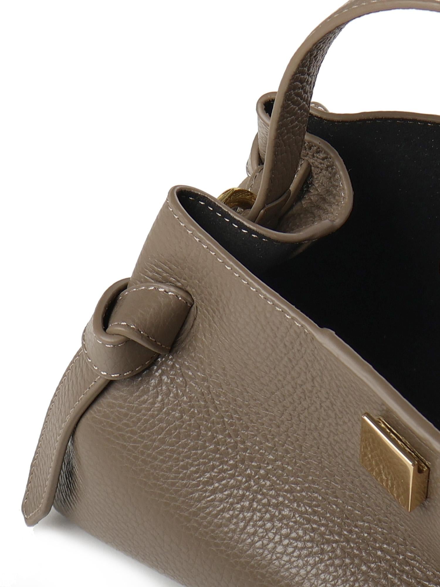 Borsa Gyoza mini in pelle GYOZA MINI PEBBLE GRAIN LEATHER TAUPE YUZEFI 