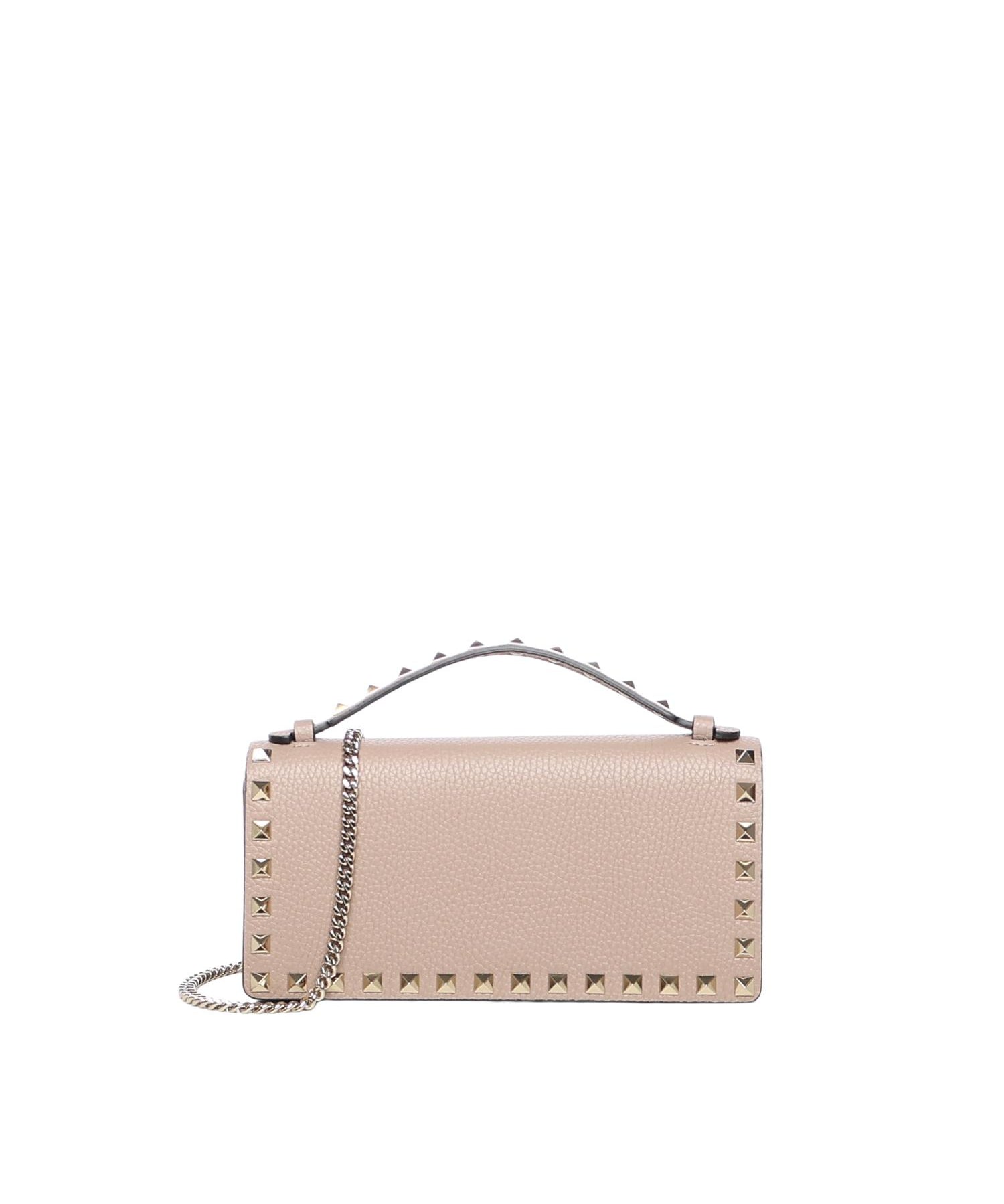Portafoglio con catena Rockstud in vitello 7W2P0AK2 VSHP45 VALENTINO GARAVANI 