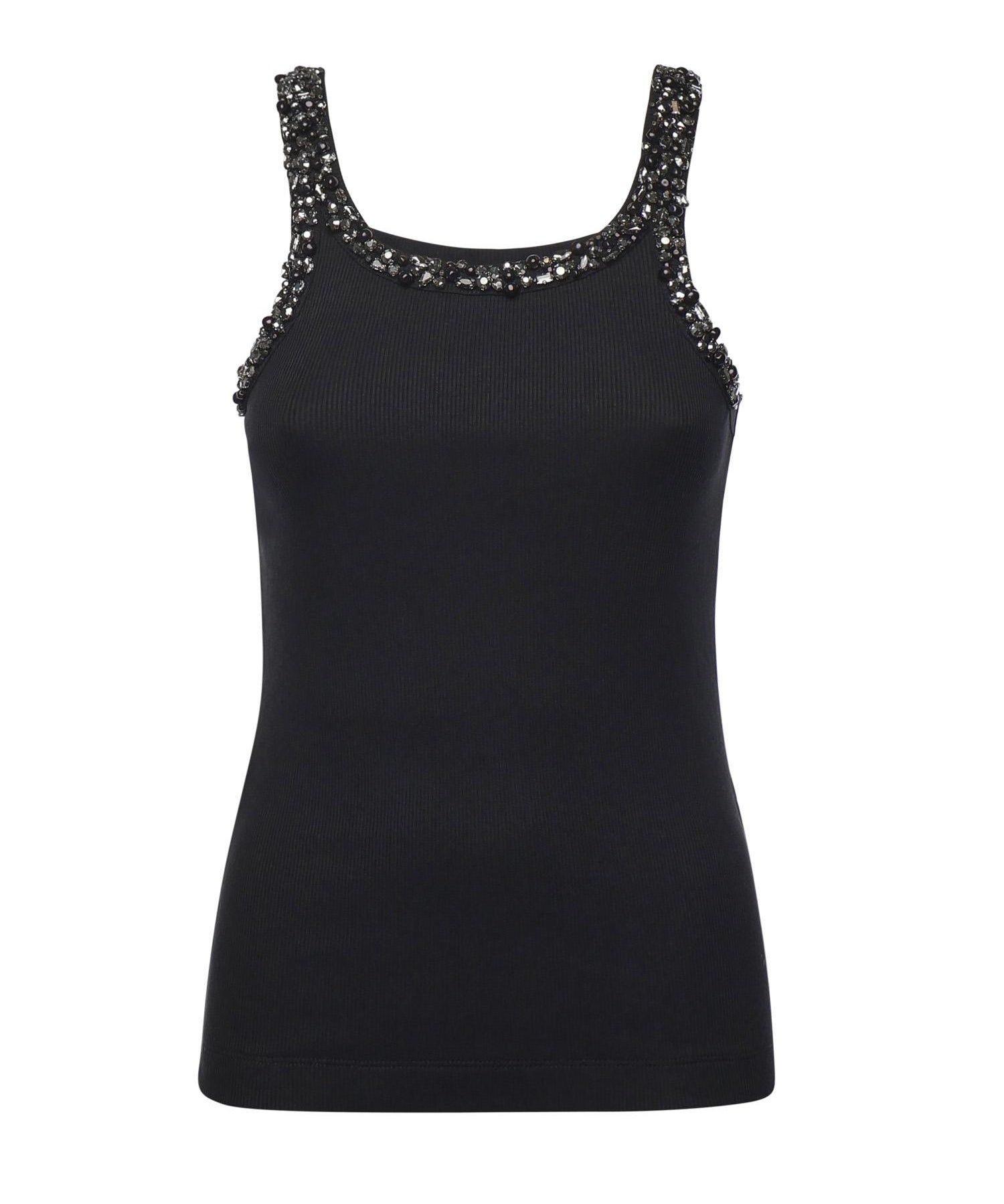 Top a costine con ricami gioiello 104109 A2TMZ99 PINKO 