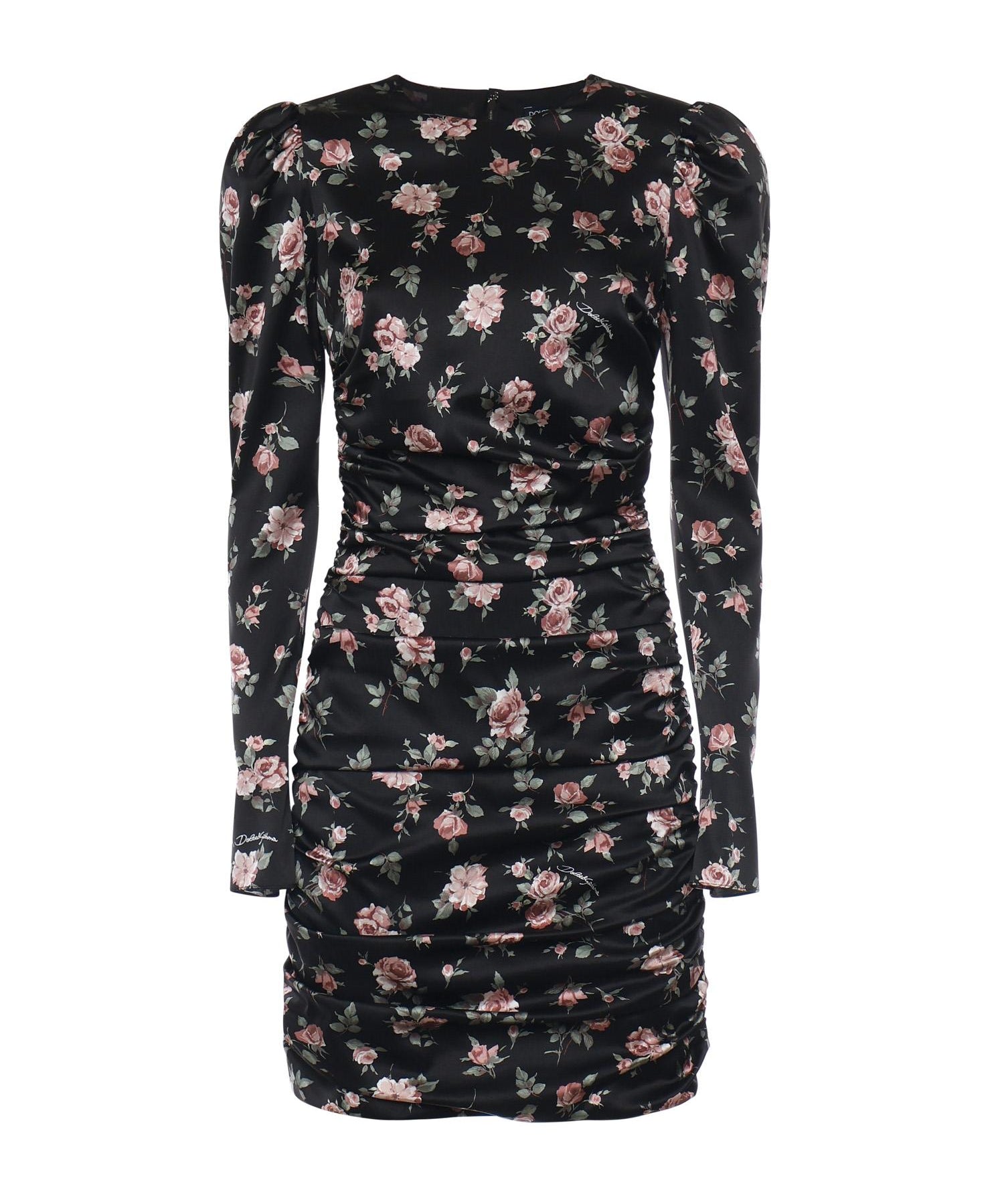 Abito drappeggiato stampa Rose vintage F60G3T FSA8HHN5XQ DOLCE & GABBANA 
