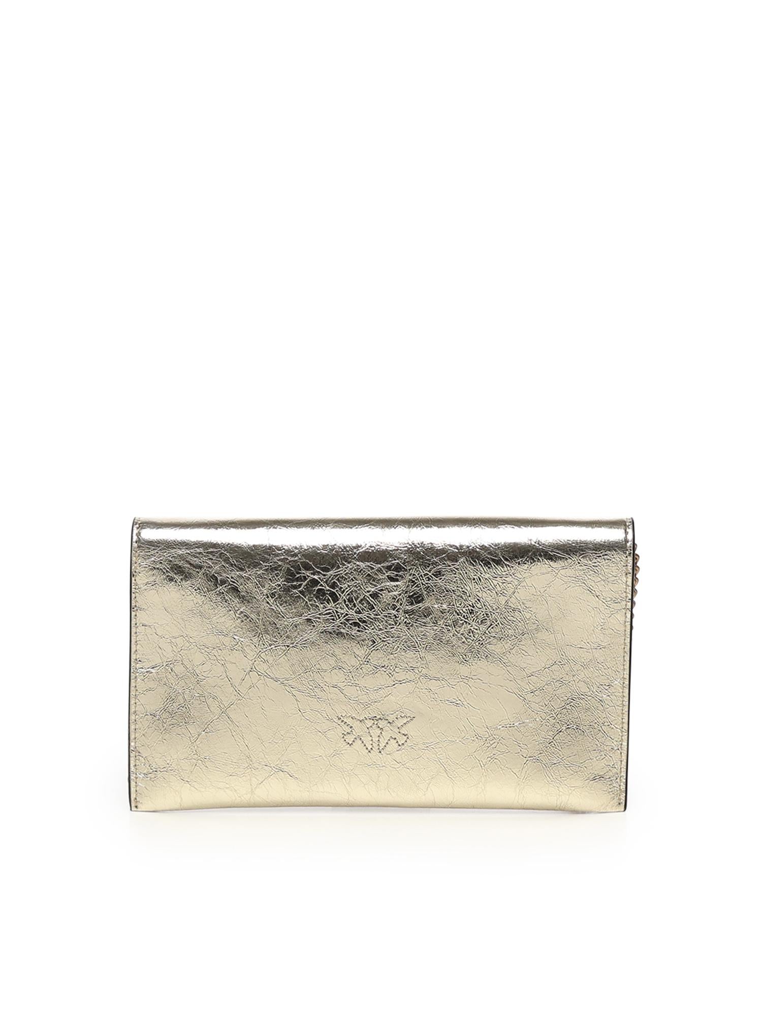 Bustina in pelle metallizzata con logo 105347 A2OTZZLQ PINKO 