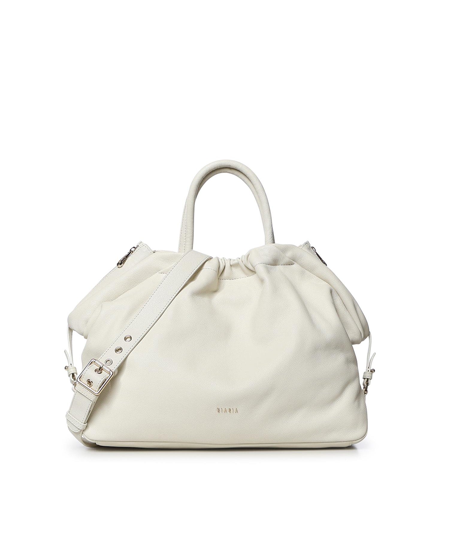 Borsa in pelle con logo BIBP9E701 AVORIO BIASIA 