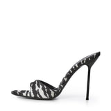Mules Lidia con stampa zebrata PX836 XPTCVWHITE ZEBRA PARIS TEXAS 
