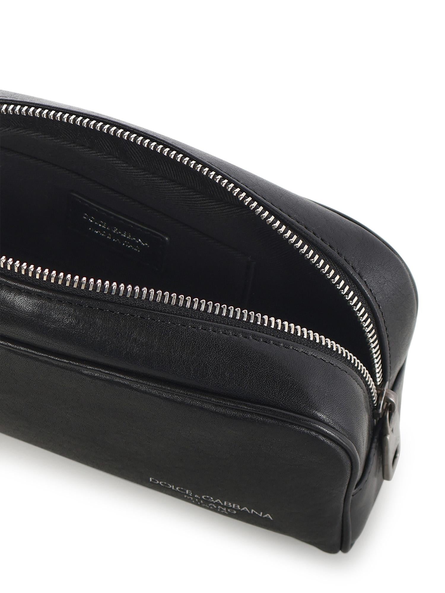 Necessaire in pelle di vitello con logo BP3456 AU99480999 DOLCE & GABBANA 