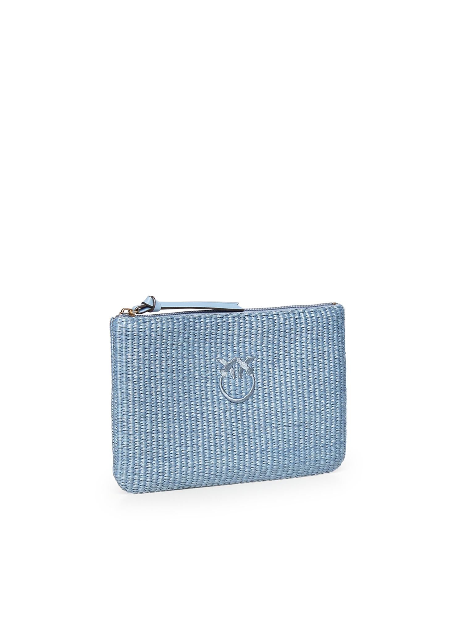 Pochette in rafia con logo Love Birds 106763 A39YE5YQ PINKO 