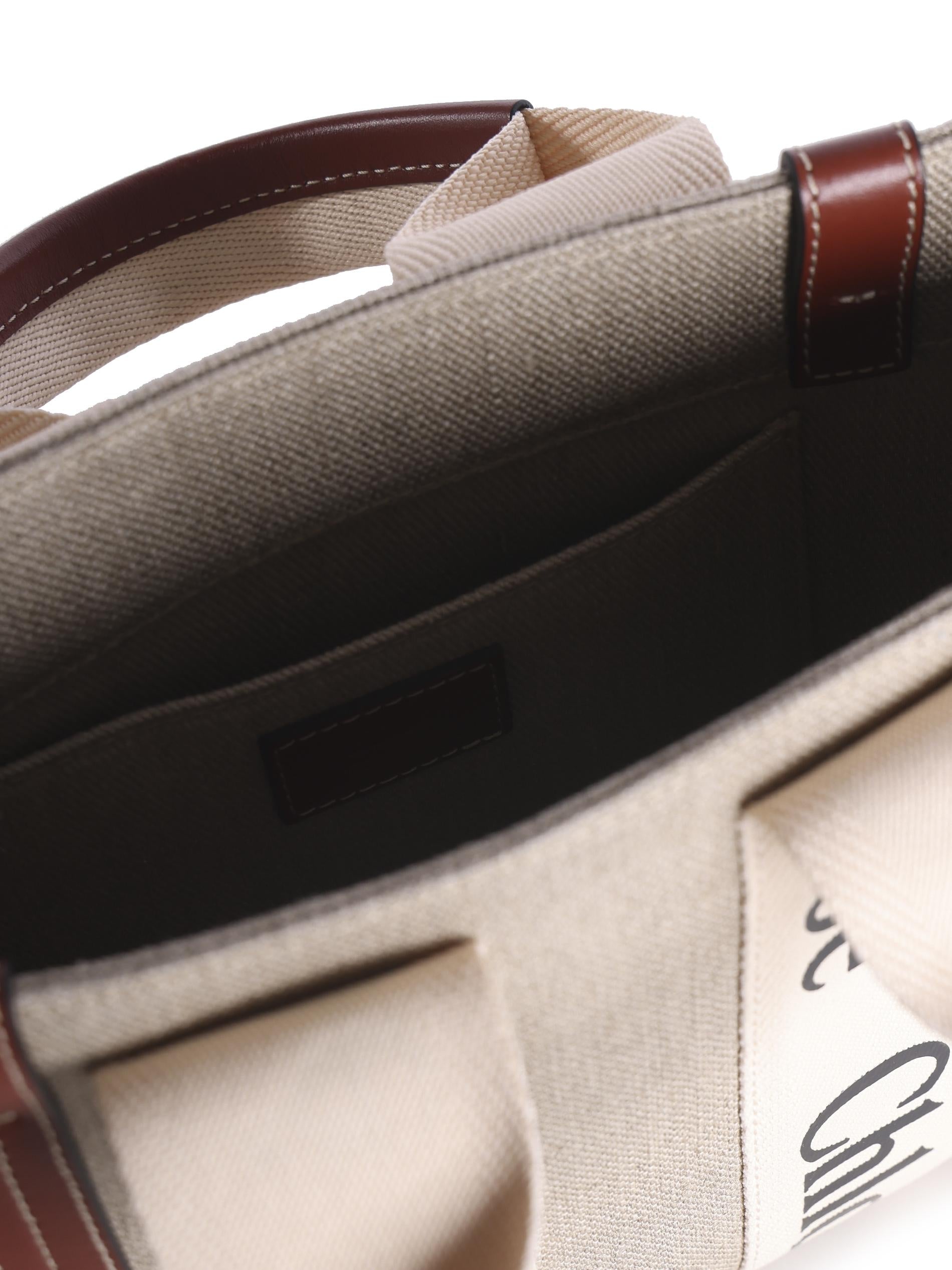 Woody bag piccola in tela di lino CHC22AS397I26 90U CHLOÉ 