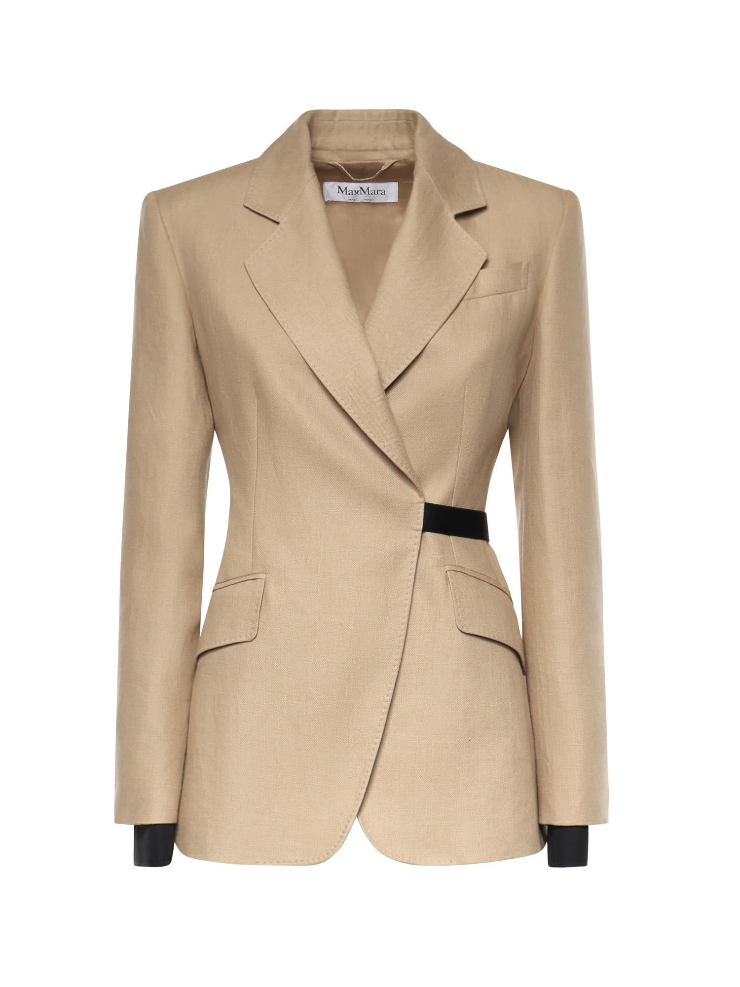 Blazer doppiopetto in natté di puro lino 2611041533600 003 MAX MARA 