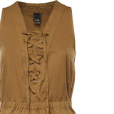 Abito lungo in cotone con balza e nastri 106822 A3AXL25 PINKO 