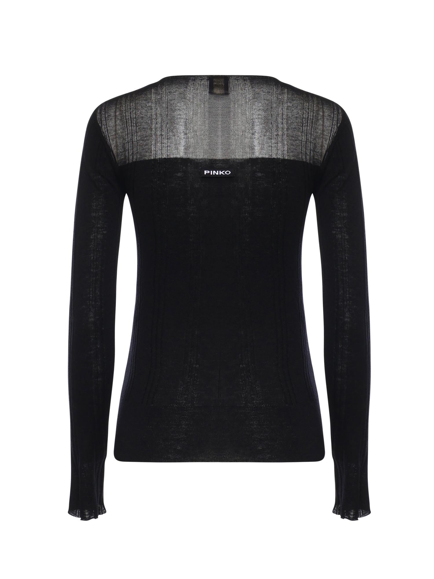 Maglia a coste con trasparenze 106317 A34BZ99 PINKO 