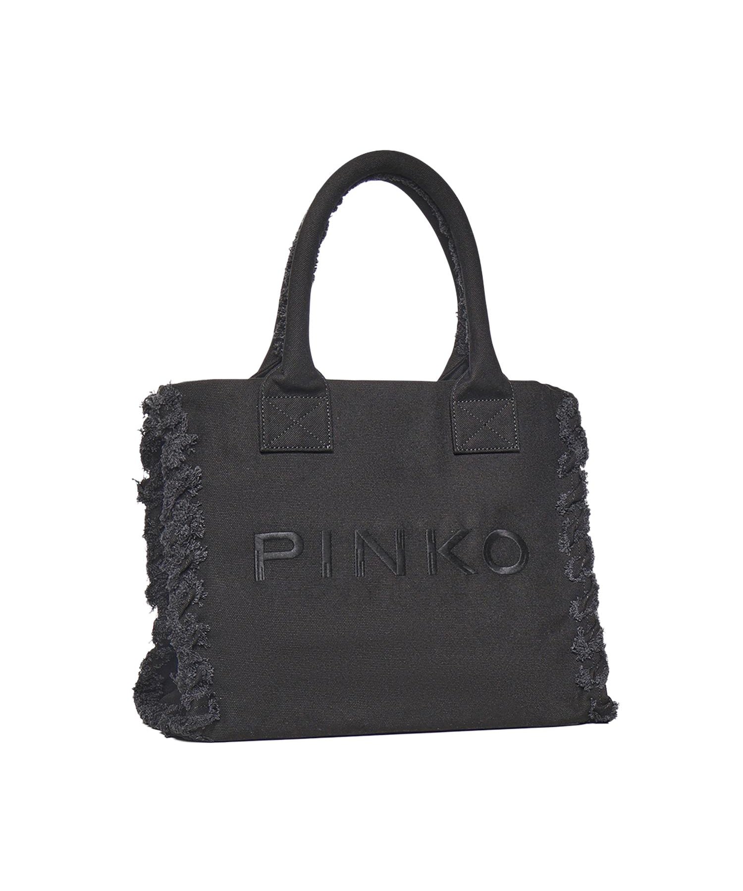 Borsa shopper Beach in canvas con logo 106673 A3A4Z99 PINKO 