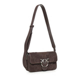 Borsa a spalla Mini Love Bag One Slouchy in suede con intarsi 106244 A0F6M11O PINKO 