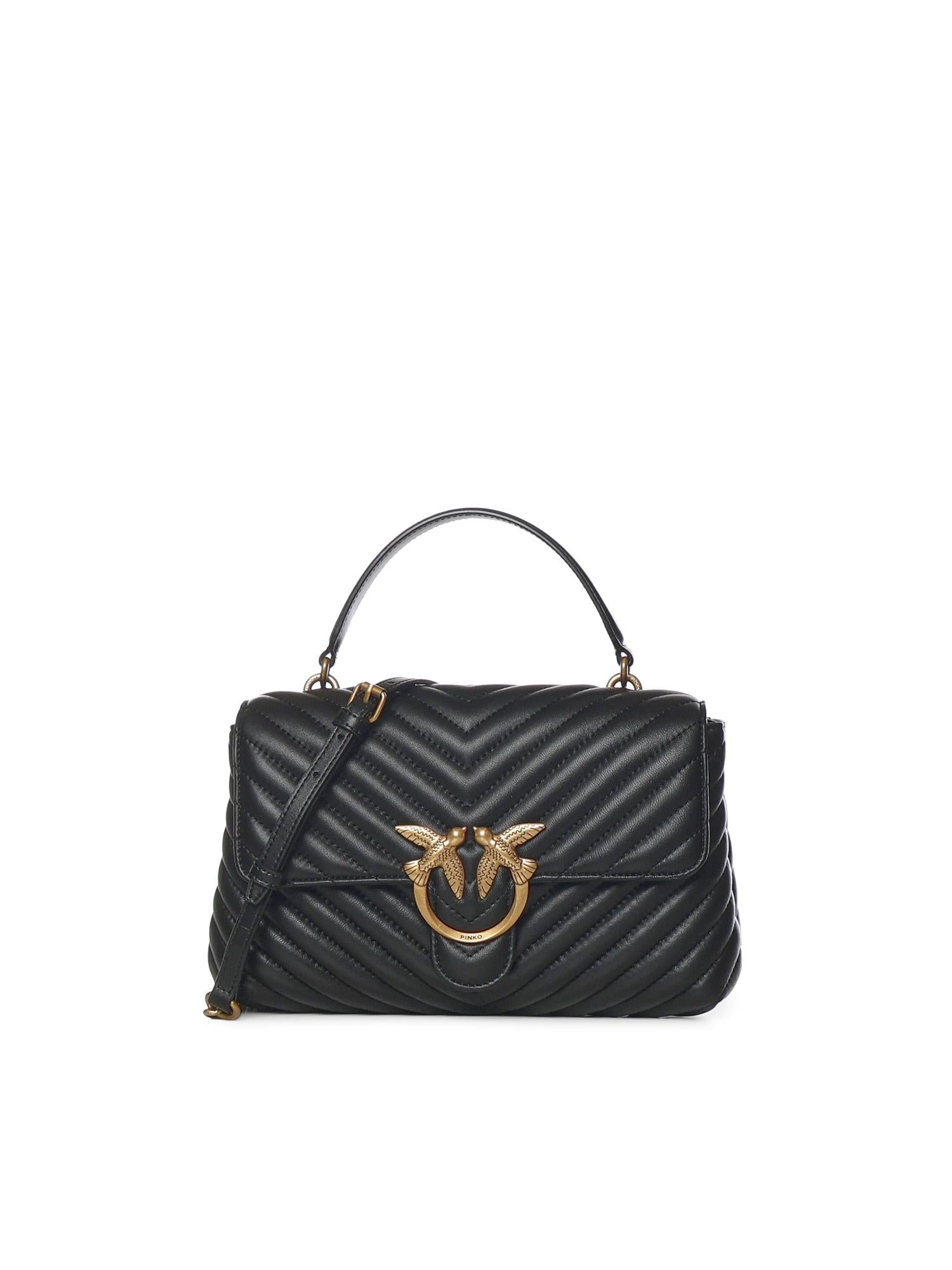 Borsa a mano media Love Bag Puff Chevron in nappa 100043 A0GKZ99Q PINKO 