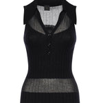 Canotta a polo in maglia a coste 106318 A34BZ99 PINKO 