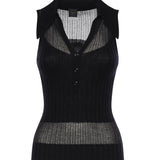 Canotta a polo in maglia a coste 106318 A34BZ99 PINKO 