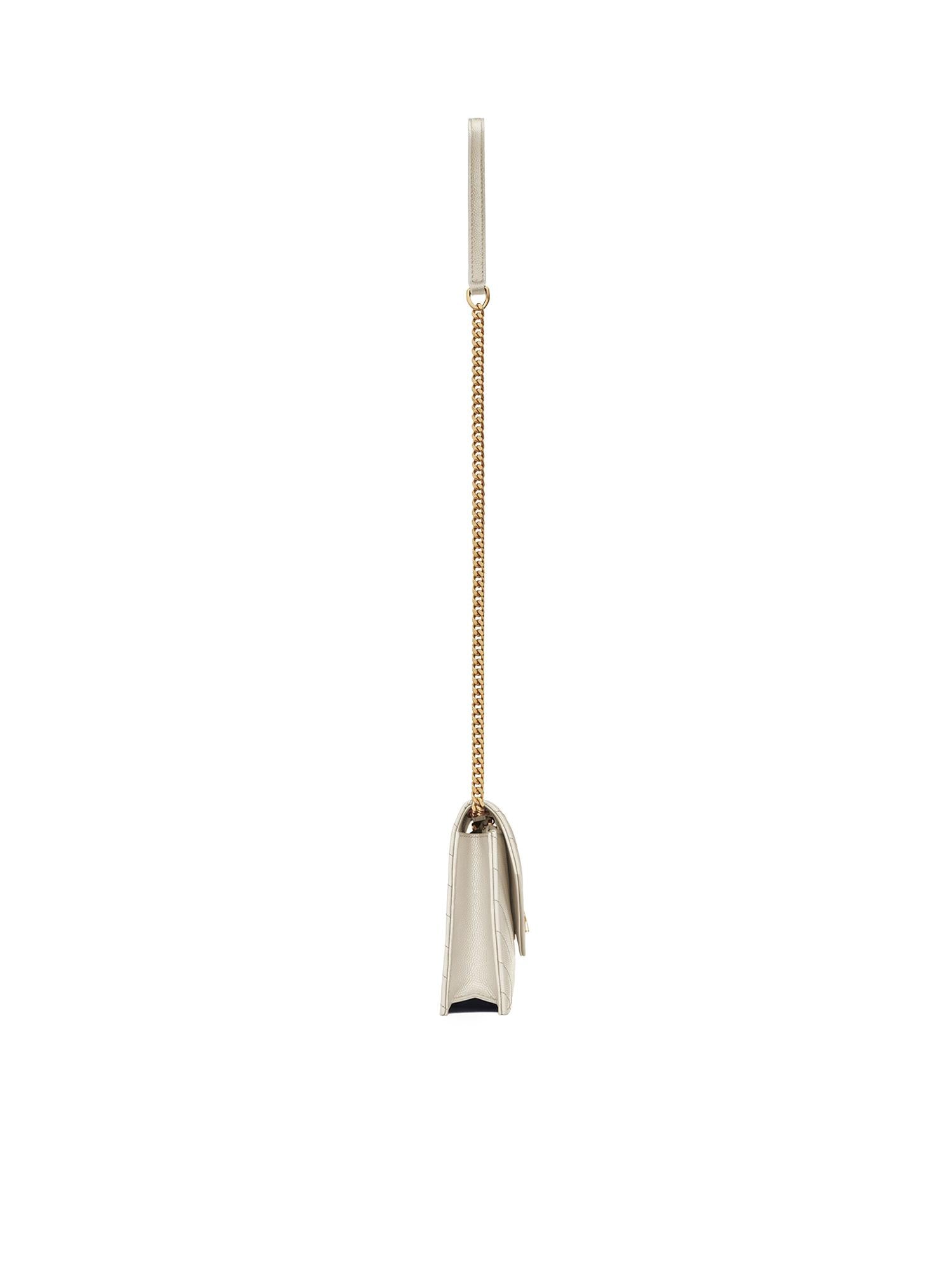 Pochette Envelope con catena Cassandre in pelle grain de poudre 857605 BOW019207 SAINT LAURENT 