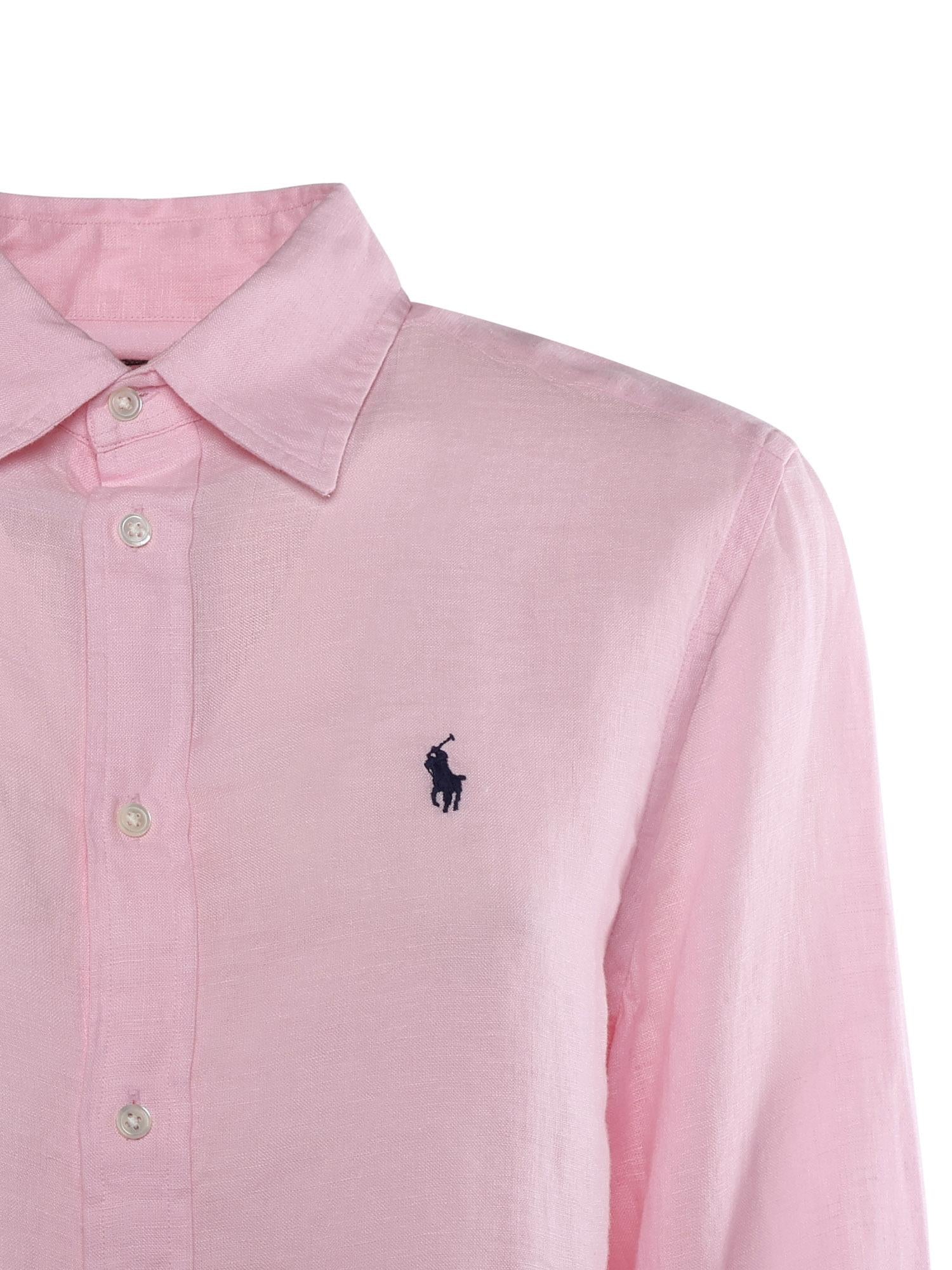 Camicia in lino con logo 211970730 514 POLO RALPH LAUREN 