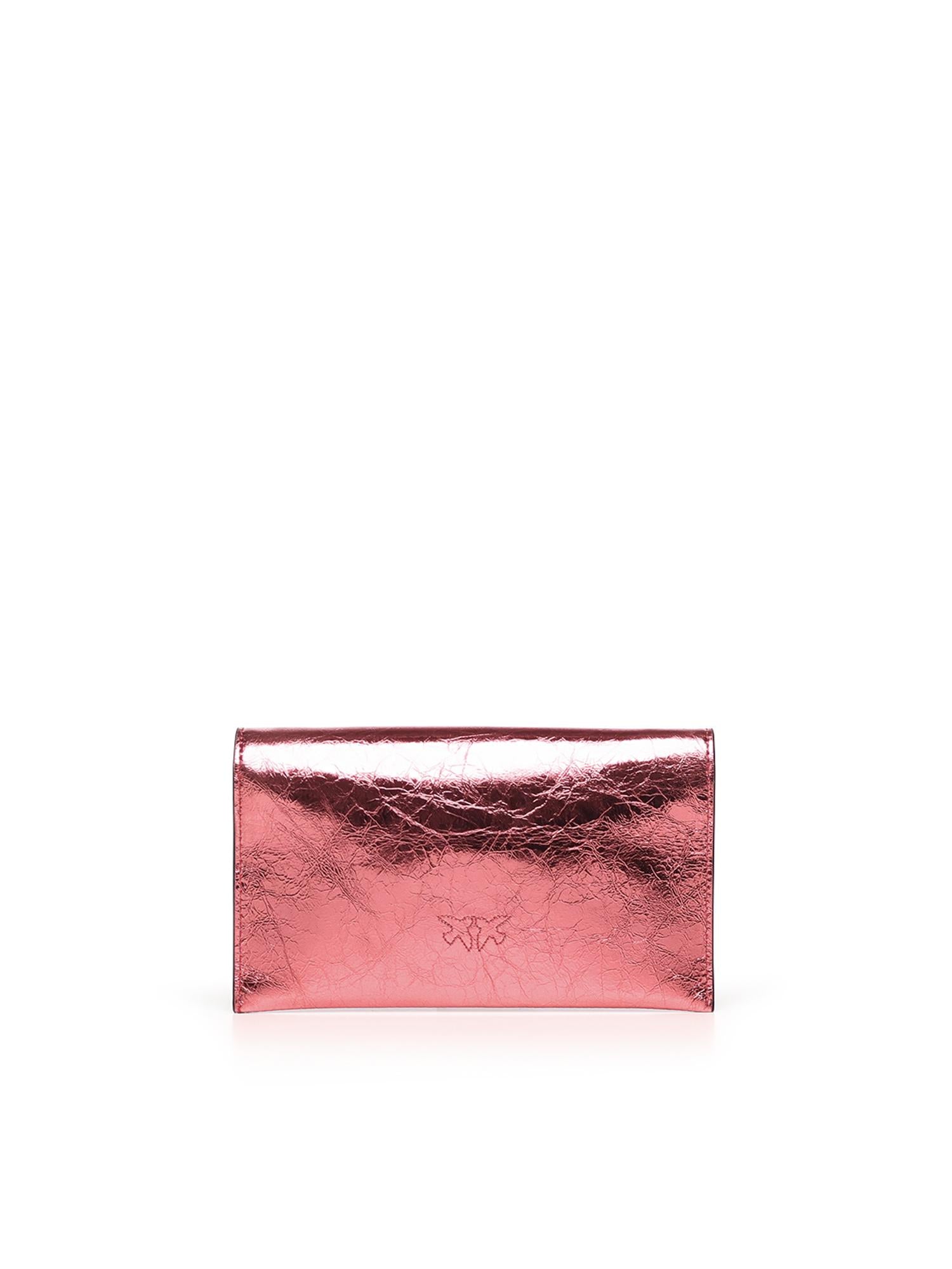 Bustina in pelle metallizzata con logo 105347 A2OTQ59Q PINKO 