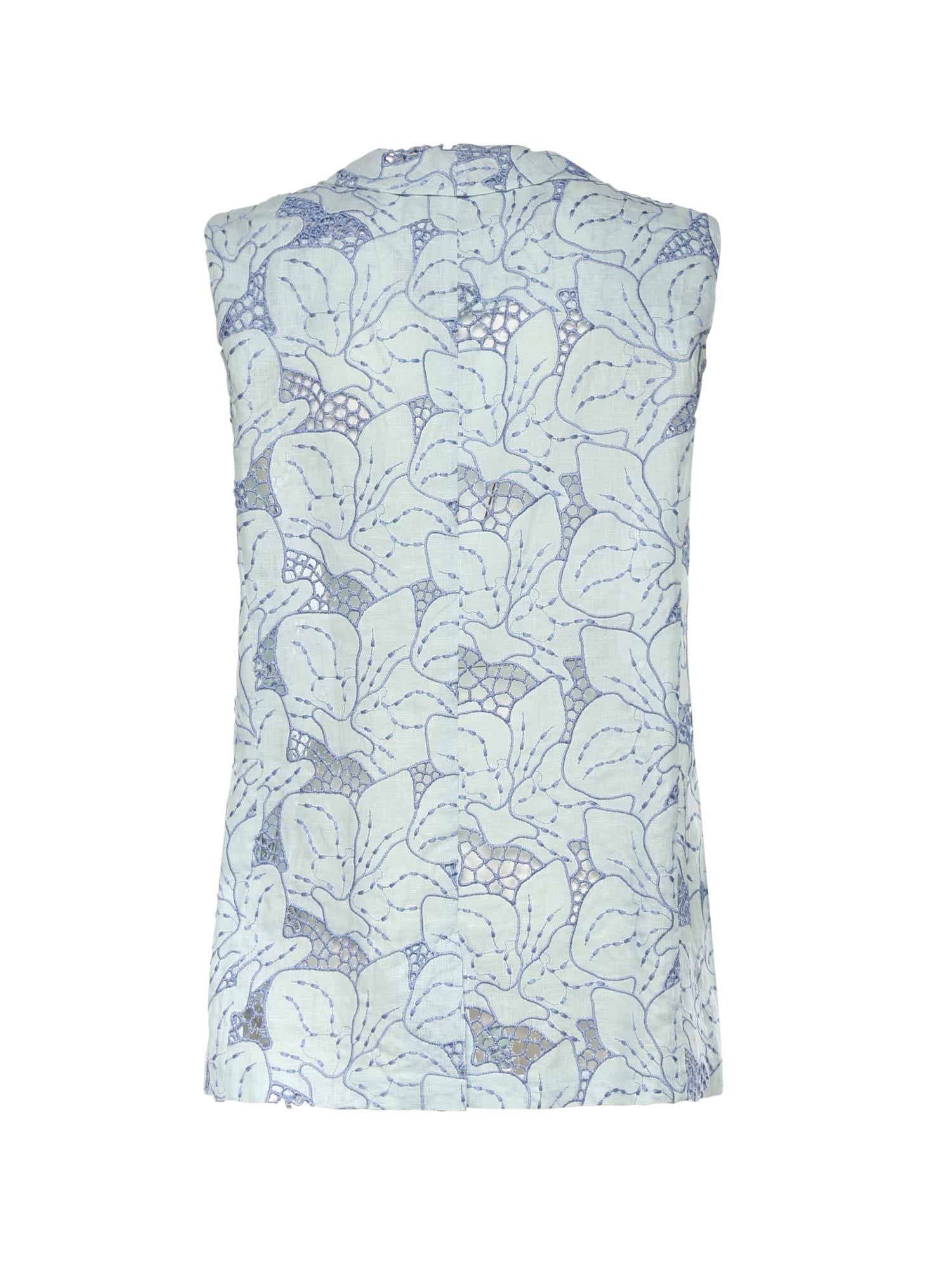 Gilet in lino con ricamo orchidea 80AAP544 NR015V67 GENNY 