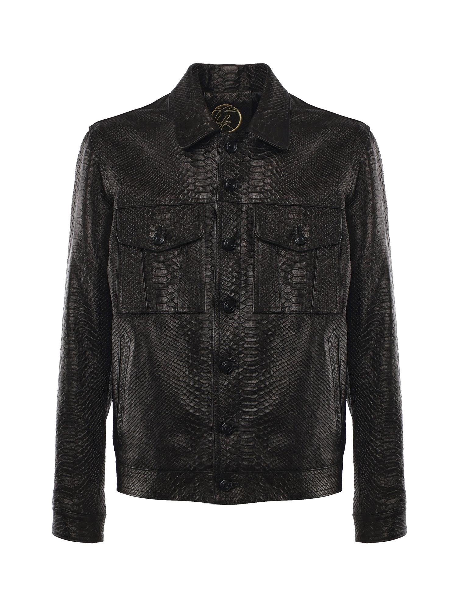 Giubbotto Julius in pelle<BR/> JULIUS CAESAR PITONENERO GIULIANO GALIANO 