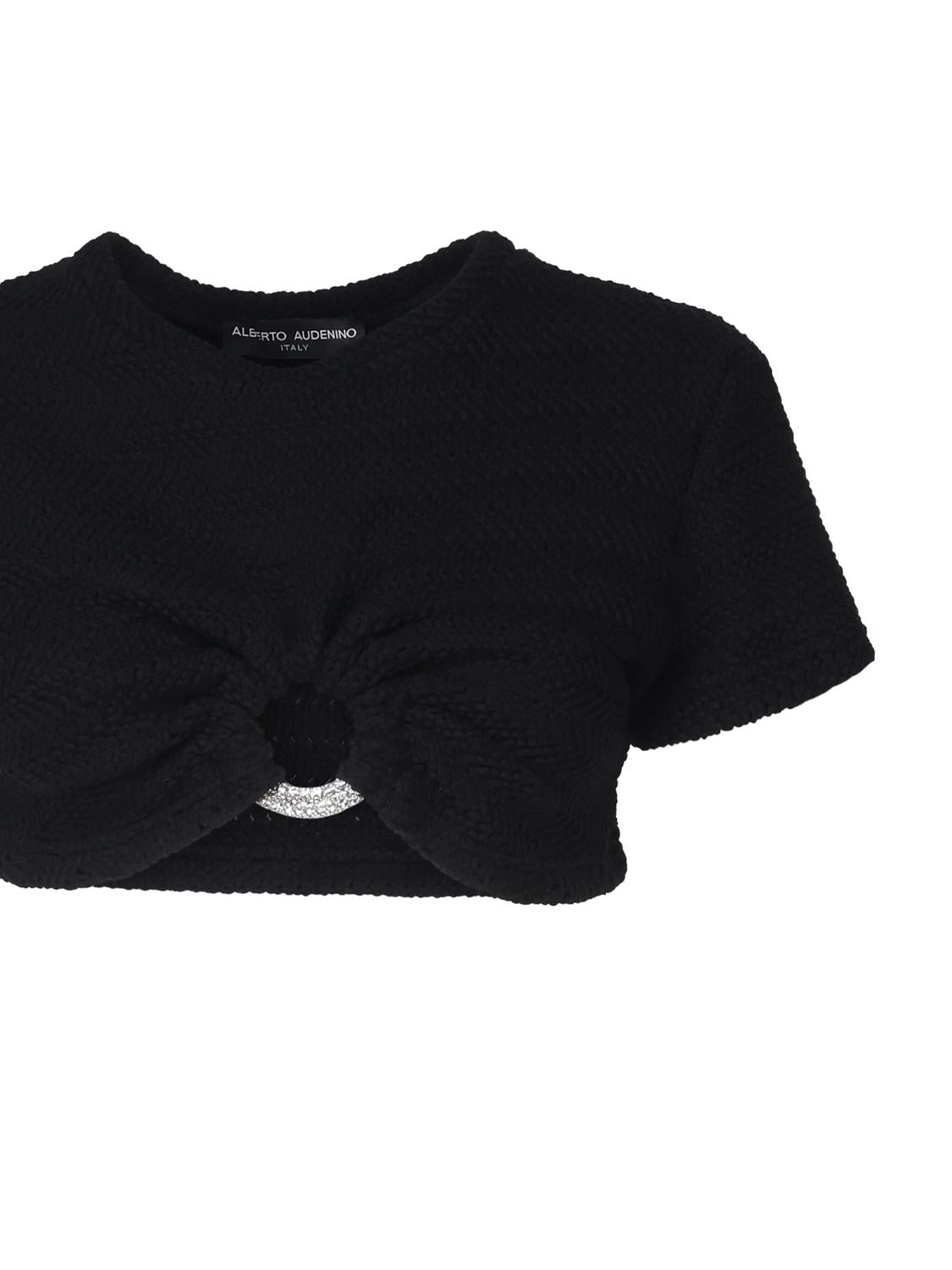 Maglia cropped con dettaglio cut- out AUS4MUST -BLACK ALBERTO AUDENINO 