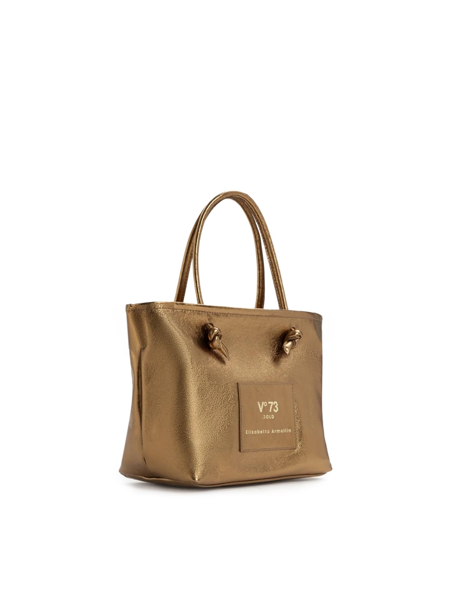 Borsa shopping in pelle con logo 73BP9VT01 LOLLI POPPOP BRONZE V° 73 