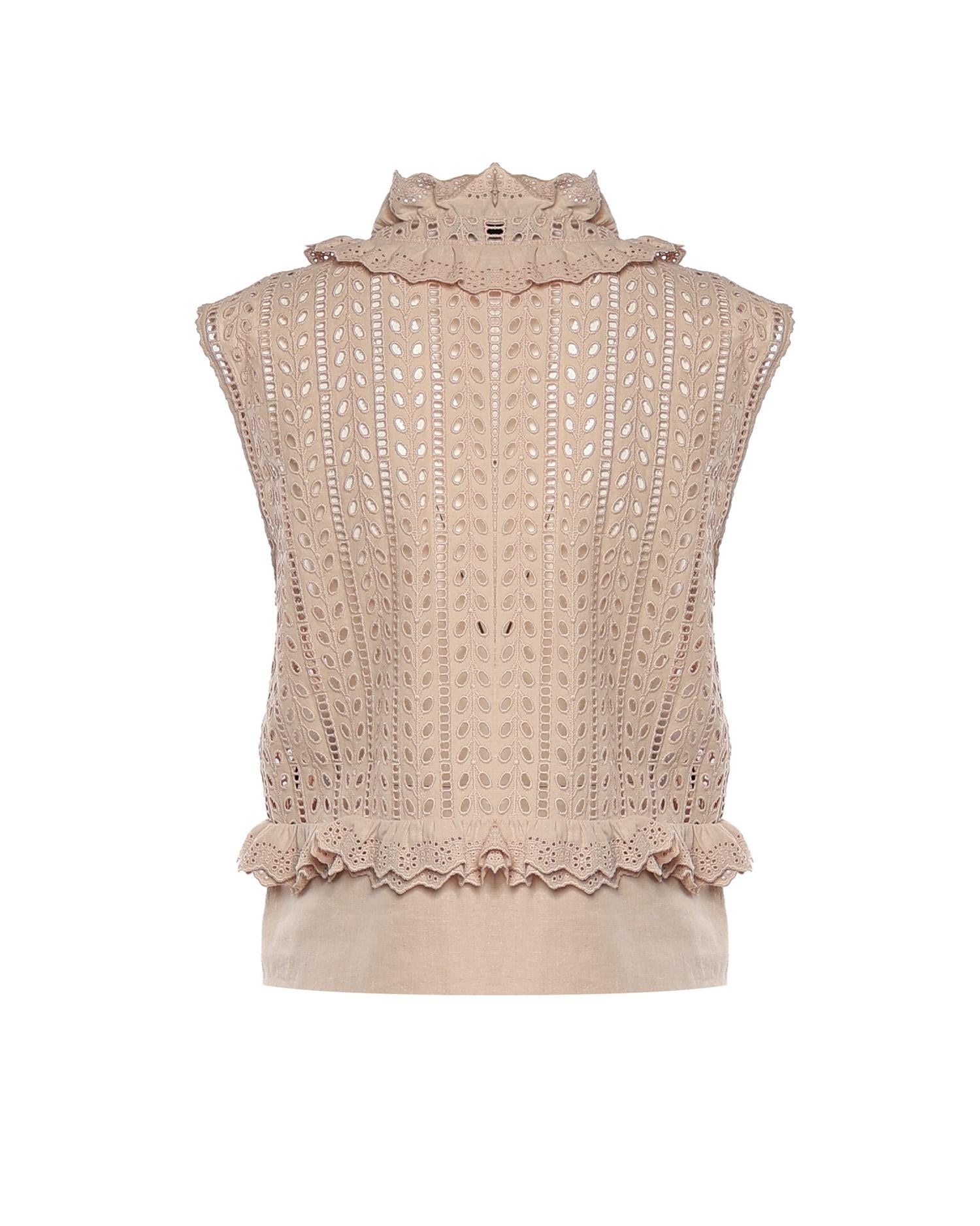 Top in pizzo Sangallo con volant A08081623 0180 ALBERTA FERRETTI 