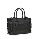Borsa shopper media Beach in rafia con logo e nappine 106673 A39YZ99Q PINKO 
