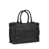 Borsa shopper media Beach in rafia con logo e nappine 106673 A39YZ99Q PINKO 