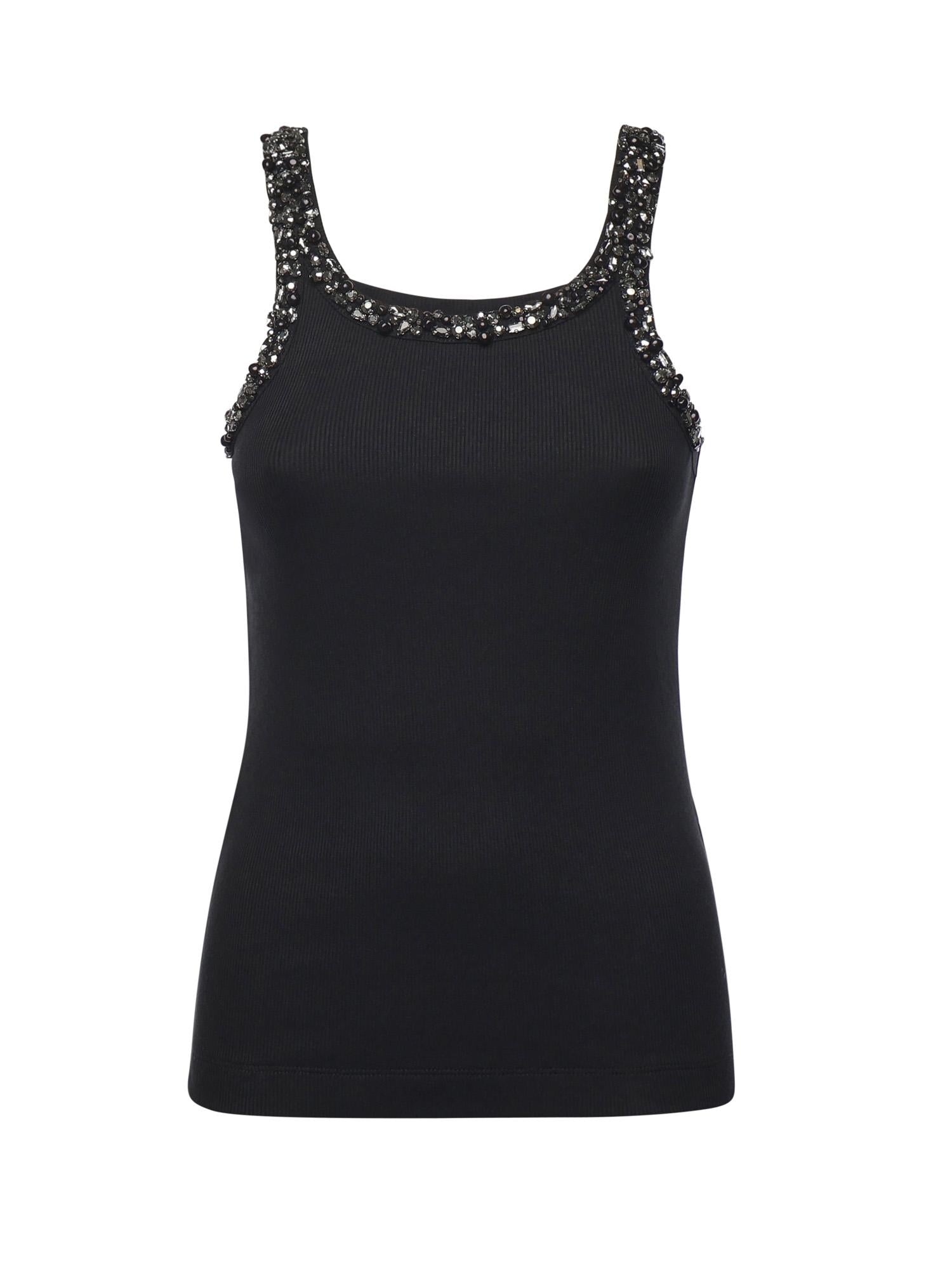 Top a costine con ricami gioiello 104109 A2TMZ99 PINKO 