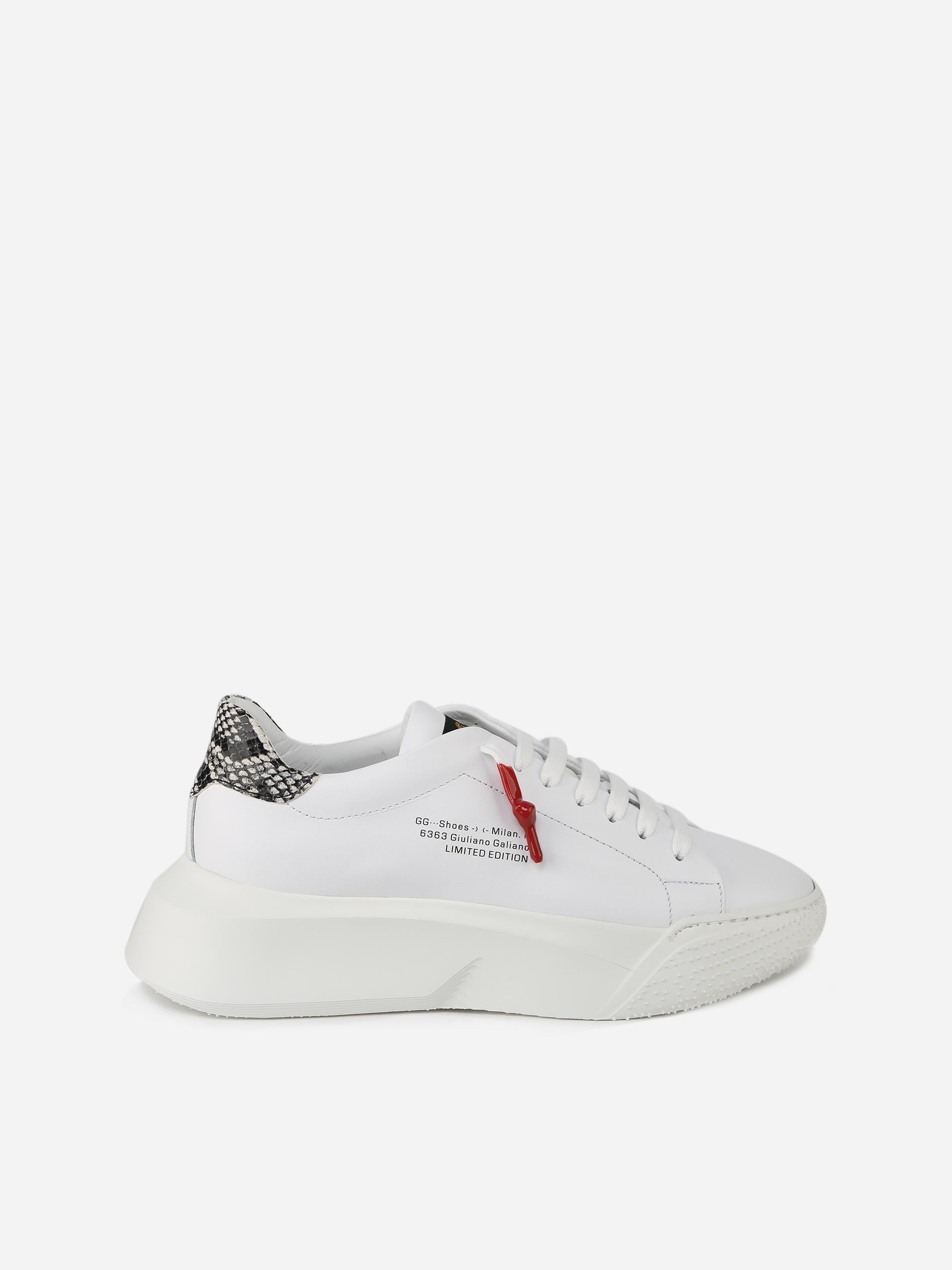 Sneakers Nemesis in nappa con lacci cerati NEMESIS2 PYTHONWHITE GIULIANO GALIANO 