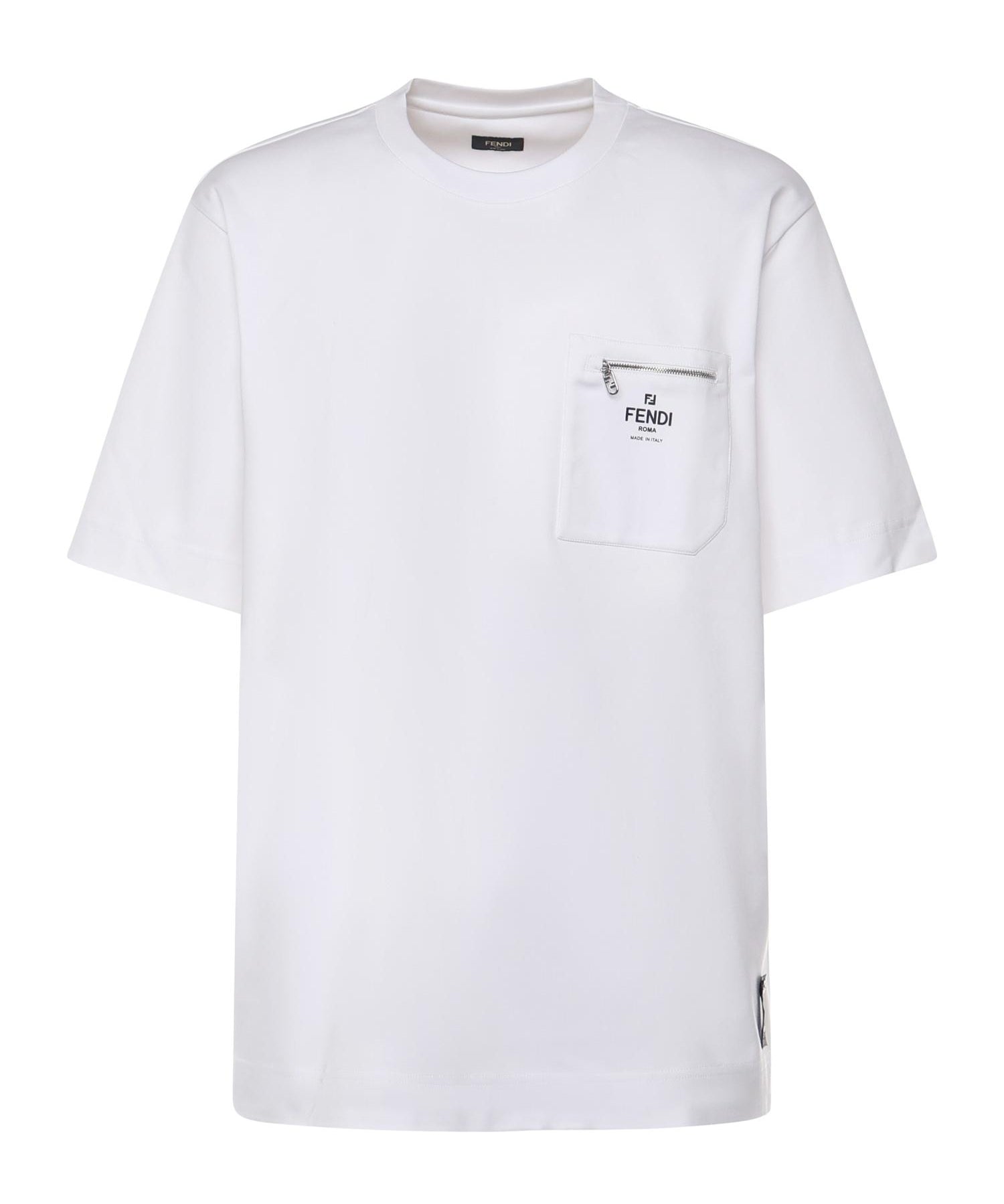 T-shirt in cotone con taschino logo e zip FY0936 ARYRF0QA0 FENDI 