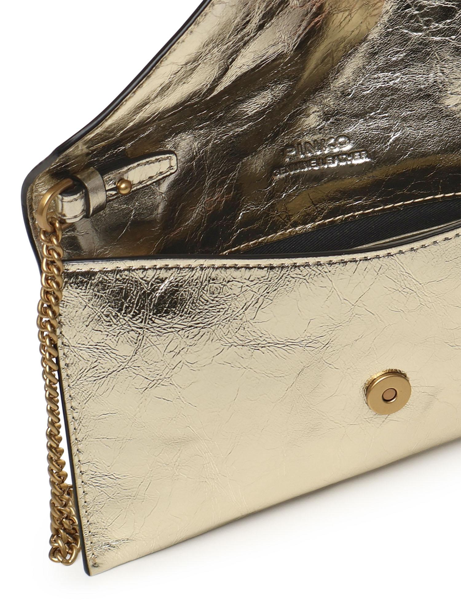 Bustina in pelle metallizzata con logo 105347 A2OTZZLQ PINKO 