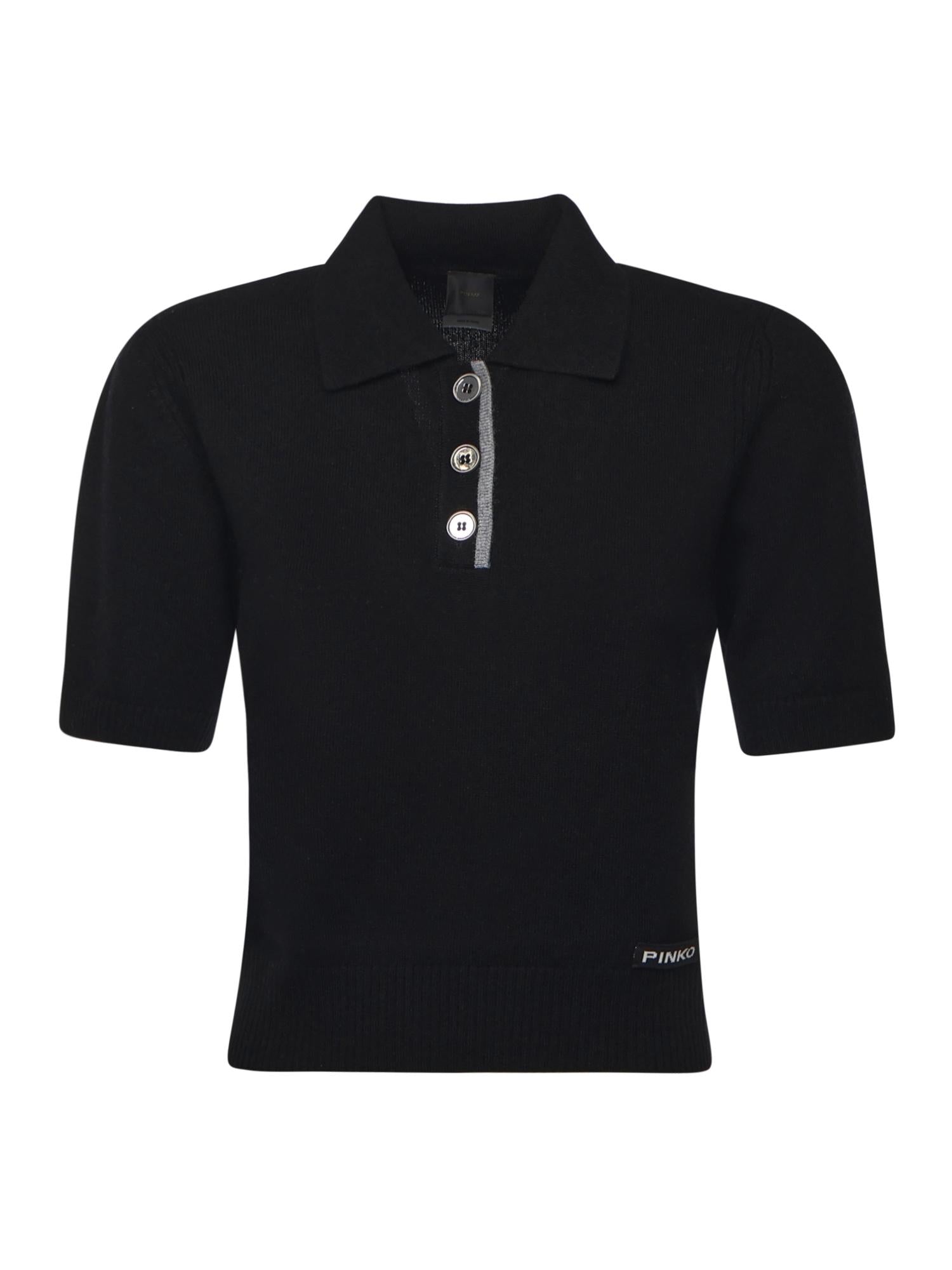 Maglia stile polo con logo 105450 A2Q9Z99 PINKO 