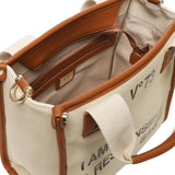 Borsa tote Responsability in canvas 73BS6AF02 RESPONSIBILITY BISNATURALE/CUOIO V° 73 