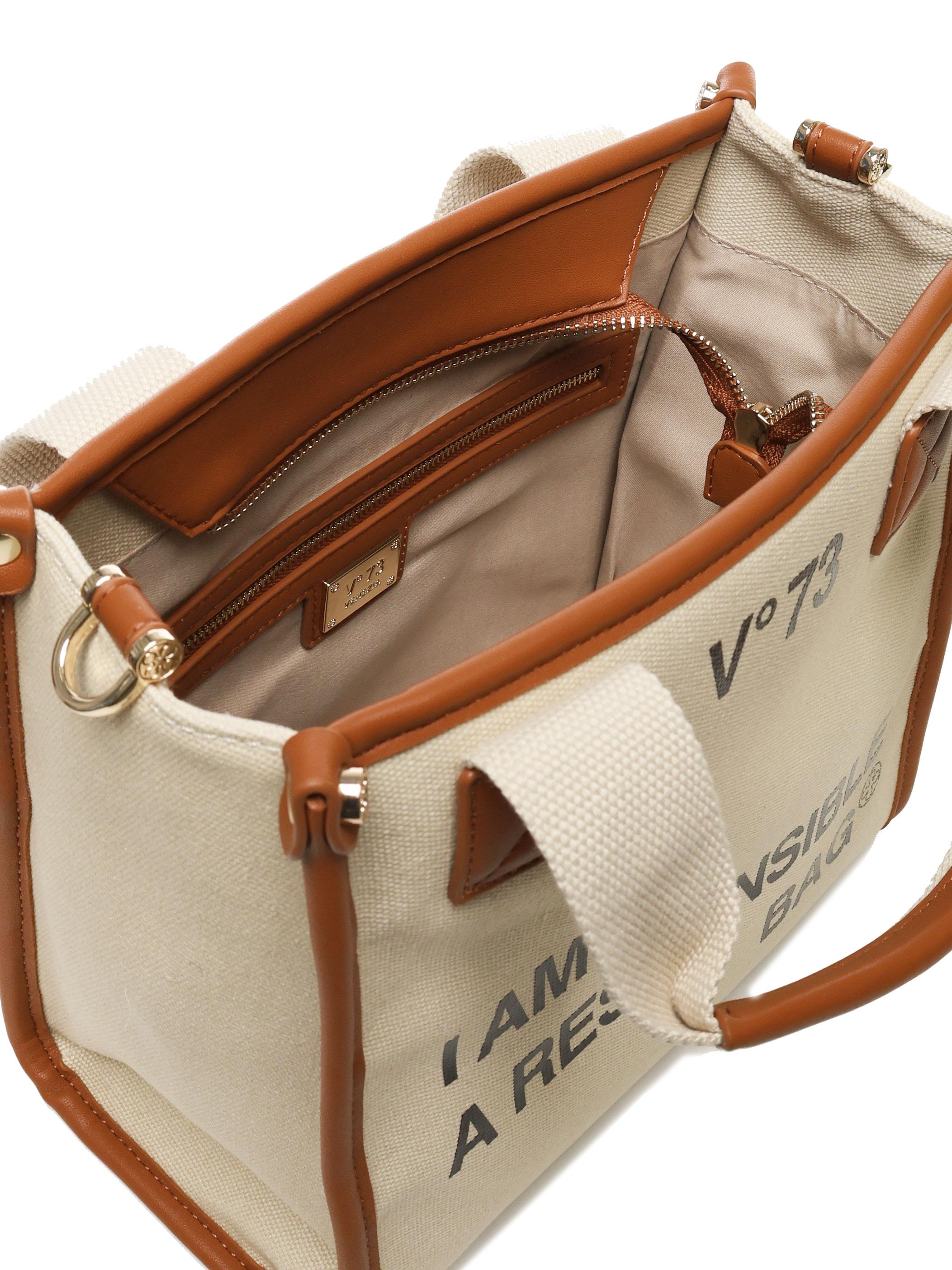 Borsa tote Responsability in canvas 73BS6AF02 RESPONSIBILITY BISNATURALE/CUOIO V° 73 