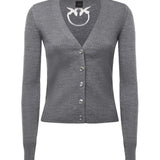 Cardigan a costine con logo 105506 A18MII2 PINKO 