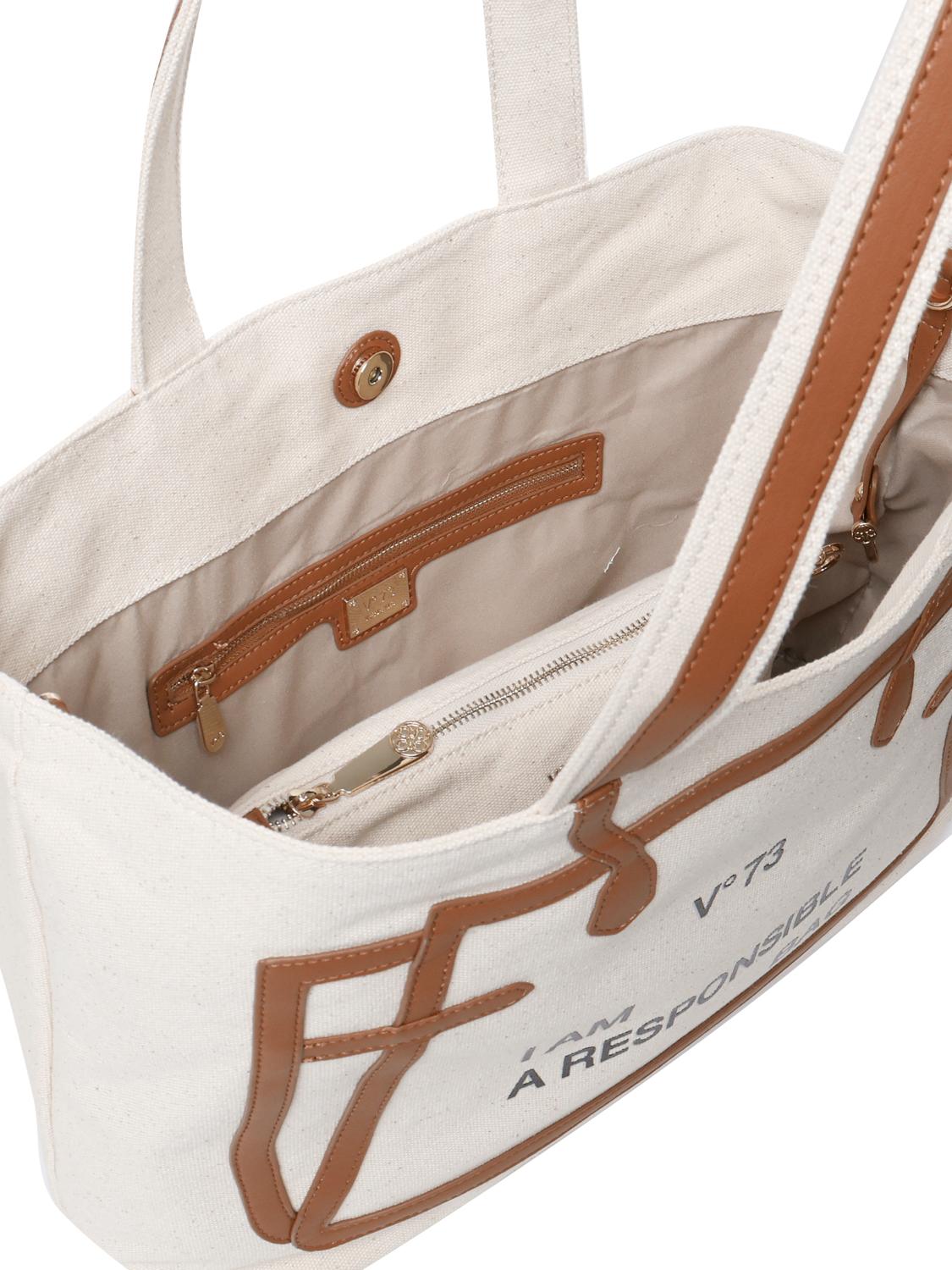 Borsa tote I am responsible 73BS7UH01 RESPONSIBILITY MUSTNATURALE/CUOIO V° 73 