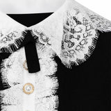 Top in maglia con colletto in pizzo PF26134T B SELF-PORTRAIT 