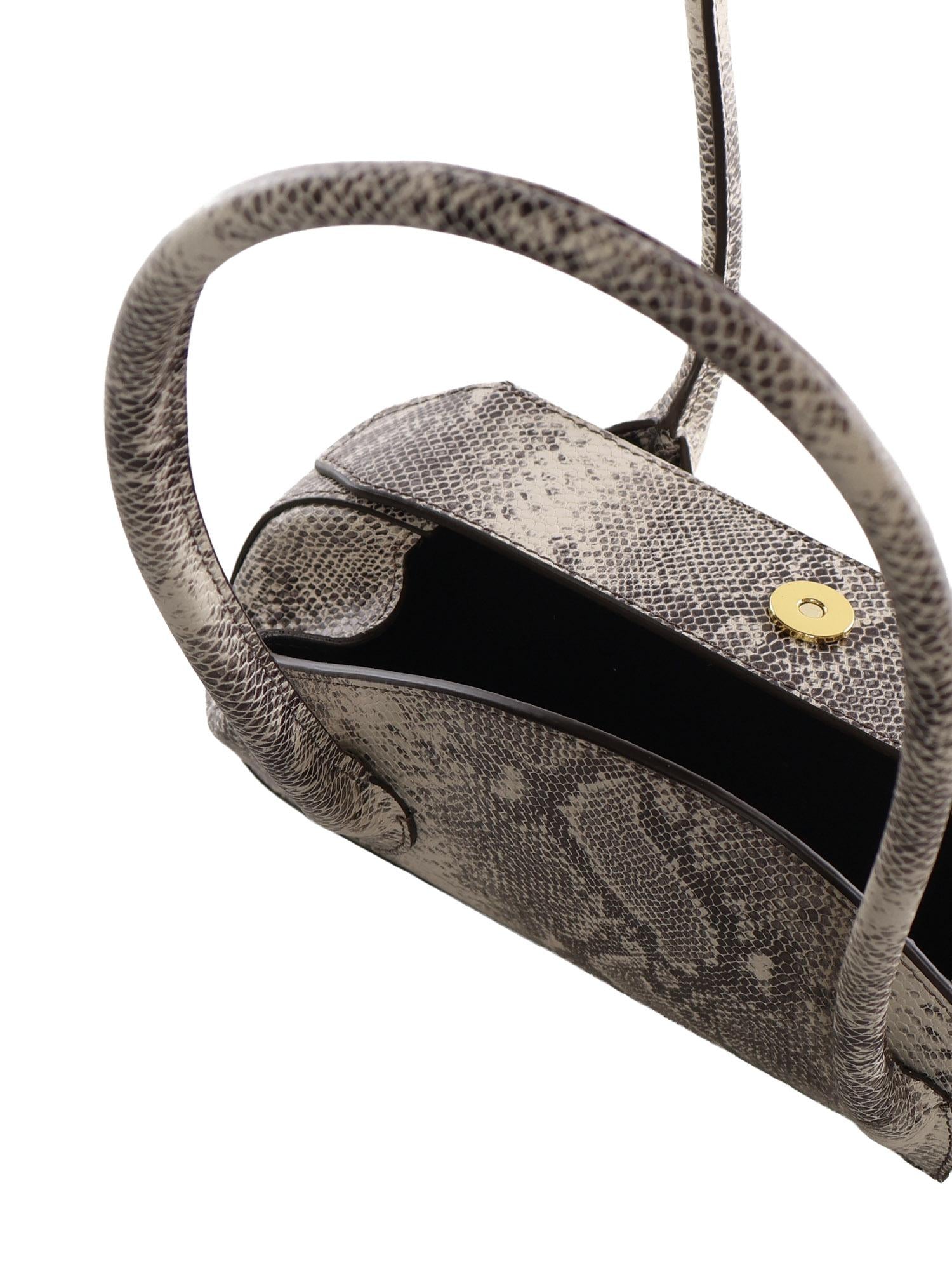 Borsa a spalla Oyster in pelle OYSTER SHOULDER BAG MINI ASH SNAKER YUZEFI 