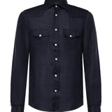 Camicia Savoy in lino SAVOY BLU GALIANO 