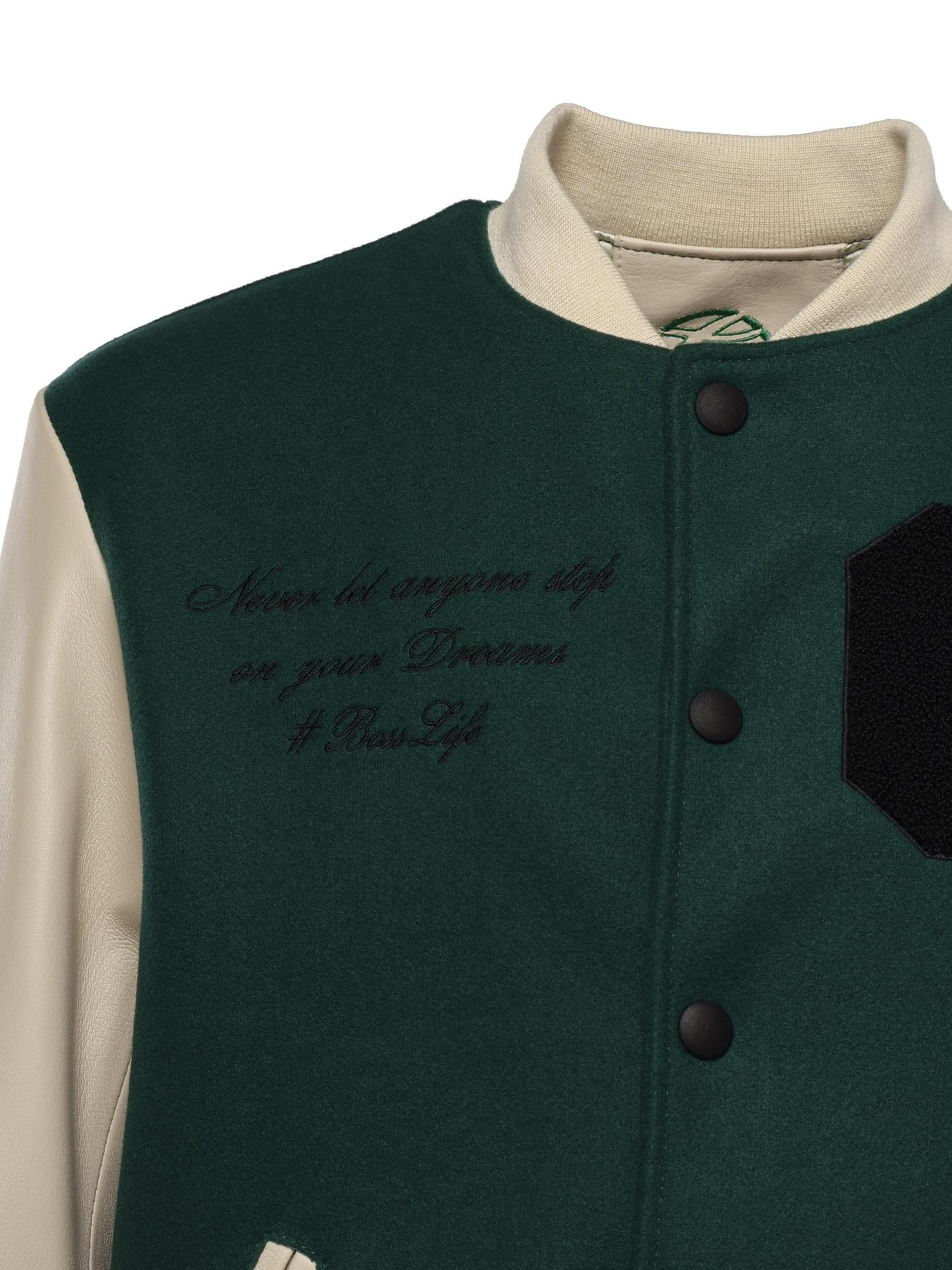 Bomber Varsity in nappa e tessuto VARSITY NAPPAVERDE GIULIANO GALIANO 