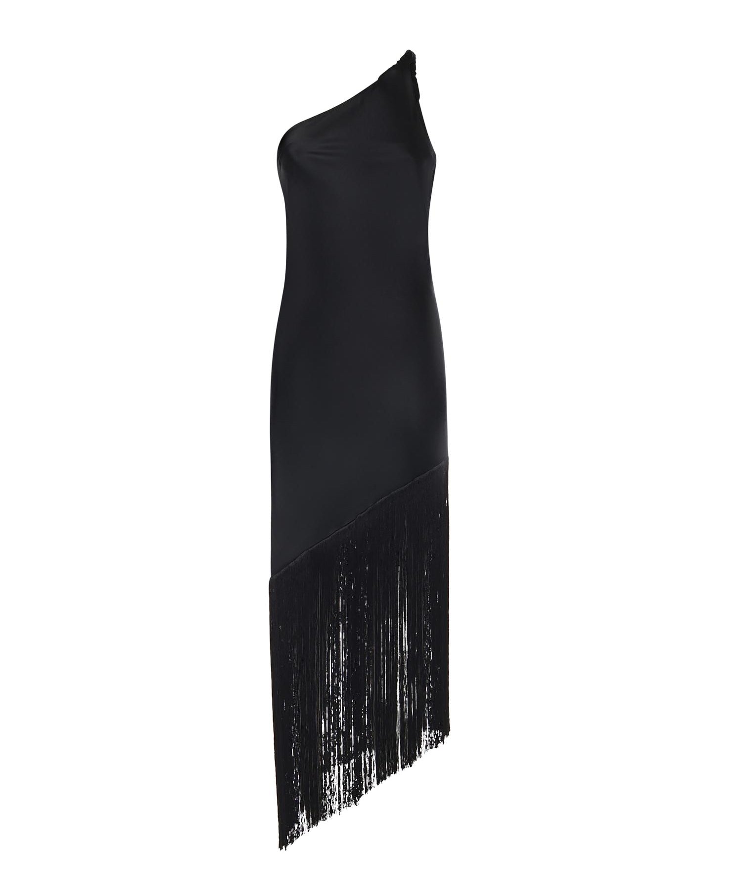 Abito in satin con frange 106352 A33DZ99 PINKO 