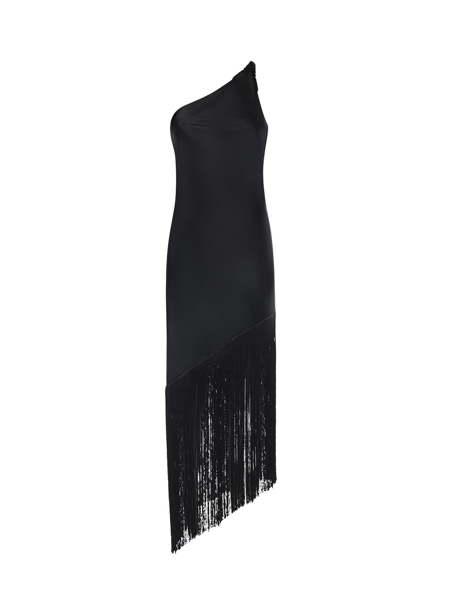 Abito in satin con frange 106352 A33DZ99 PINKO 