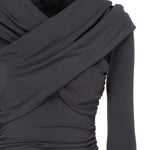 Abito aderente con cappuccio TM140159A TJP107GRAPHITE THE ANDAMANE 