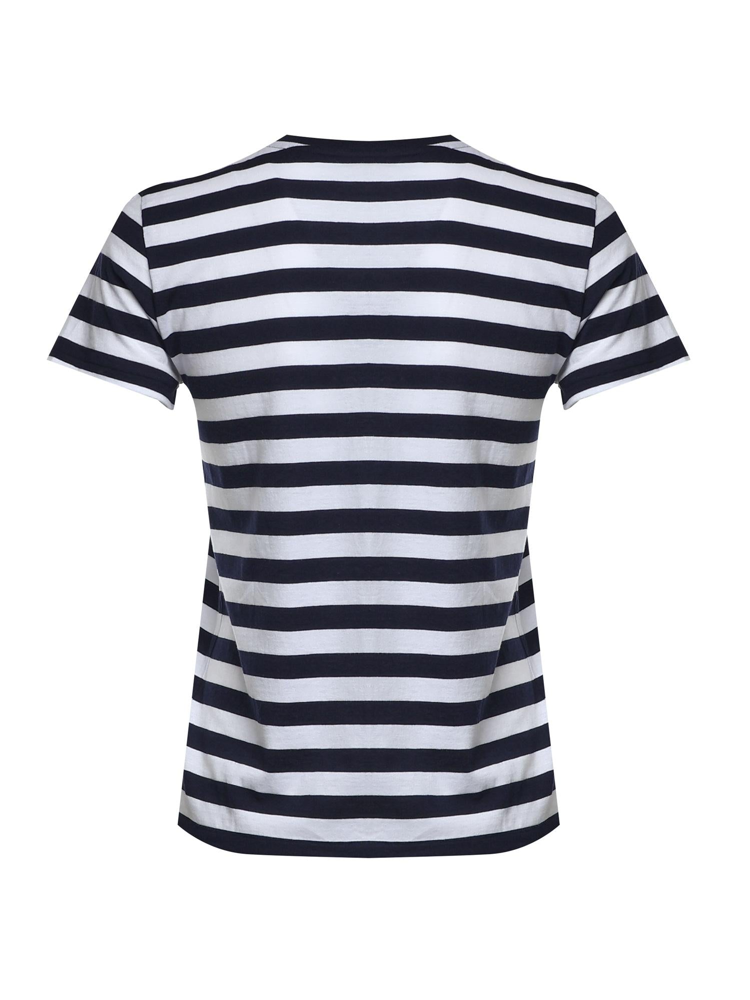 T-shirt in cotone a righe con logo 211B17779 003 POLO RALPH LAUREN 